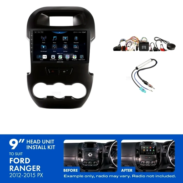 Alpine INE-AX809 + Aerpro AKFO2 Bundle 9" Trapezoid Head Unit with Install Kit to suit Ford ranger 2012-2015