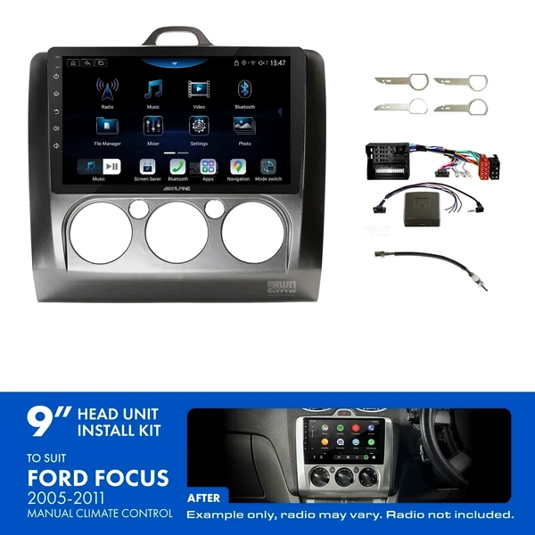 Alpine INE-AX809 + Aerpro AKFO5 Bundle 9" Trapezoid Head Unit with Install Kit to suit Ford focus 2005-2011