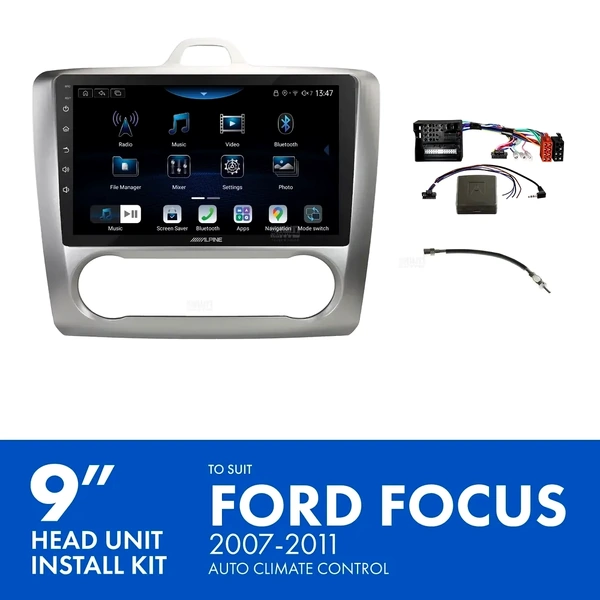Alpine INE-AX809 + Aerpro AKFO8 Bundle 9" Trapezoid Head Unit with Install Kit to suit Ford focus 2007-2011