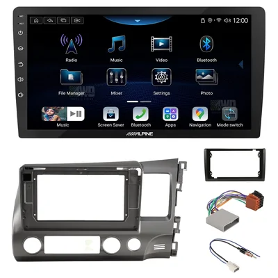 Alpine INE-AX809 + Aerpro AKHO8 Bundle 9" Trapezoid Head Unit with install kit to suit honda civic 2006-2011 without swc