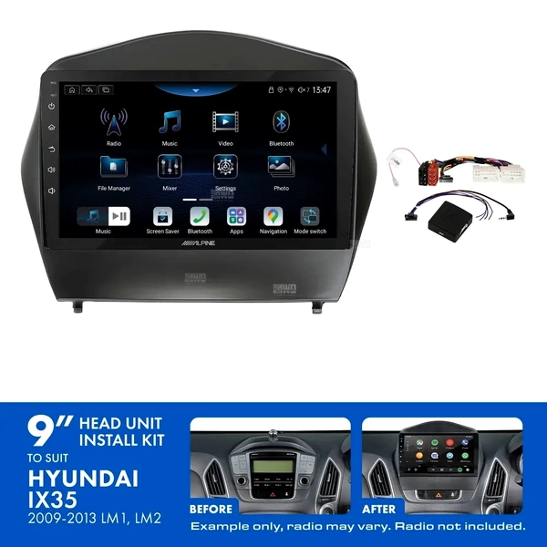 Alpine INE-AX809 + Aerpro AKHY17 Bundle 9" Trapezoid Head Unit with Install Kit to suit Hyundai ix35 2009-2013
