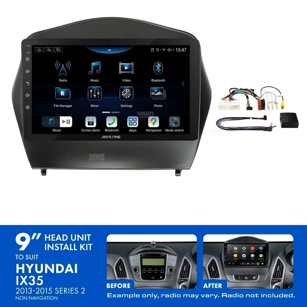 Alpine INE-AX809 + Aerpro AKHY21 Bundle 9" Trapezoid Head Unit with Install Kit to suit Hyundai ix35 2013-2015