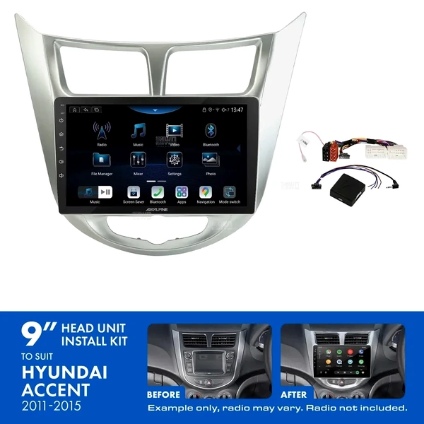 Alpine INE-AX809 + Aerpro AKHY22 Bundle 9" Trapezoid Head Unit with Install Kit to suit Hyundai accent 2011-2015