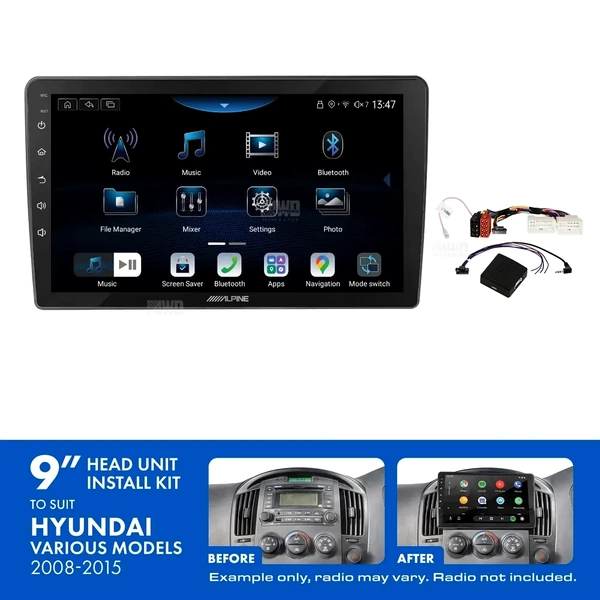 Alpine INE-AX809 + Aerpro AKHY6 Bundle 9" Trapezoid Head Unit with Install Kit to suit Hyundai iload & imax 2008-2015