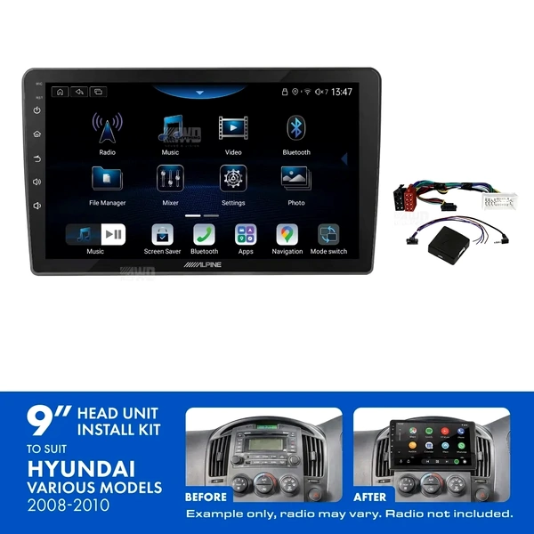 Alpine INE-AX809 + Aerpro AKHY7 Bundle 9" Trapezoid Head Unit with Install Kit to suit Hyundai iload & imax 2008-2015