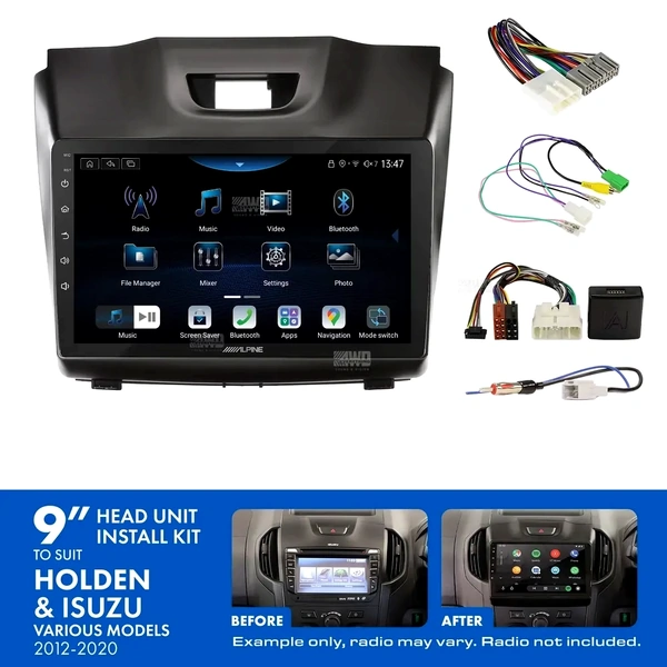 Alpine INE-AX809 + Aerpro AKIZ1B Bundle 9" Trapezoid Head Unit with Install Kit to suit Holden Isuzu 2012-2020