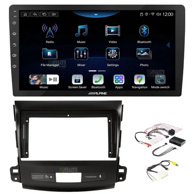 Alpine INE-AX809 + Aerpro AKMB12 Bundle 9 Inch Trapezoid Head Unit with install kit to suit mitsubishi / peugeot 2007-2012