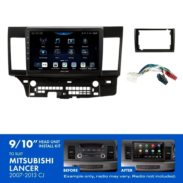 Alpine INE-AX809 + Aerpro AKMB24 Bundle 9" Trapezoid Head Unit with Install Kit to suit Mitsubishi lancer 2007-2013
