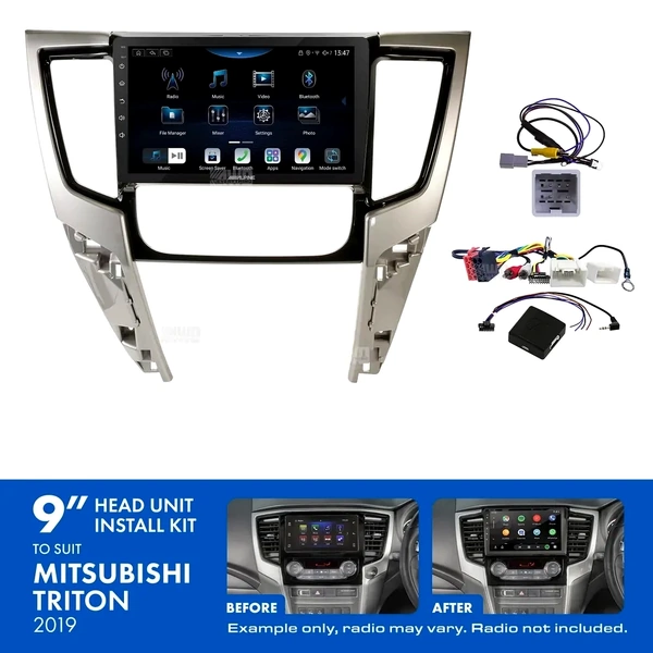 Alpine INE-AX809 + Aerpro AKMB27 Bundle 9" Trapezoid Head Unit with Install Kit to suit Mitsubishi triton 2019-