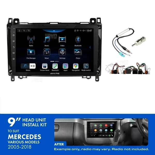 Alpine INE-AX809 + Aerpro AKMC2 Bundle 9" Trapezoid Head Unit with Install Kit to suit mercedes Volkswagen various 2005-2018
