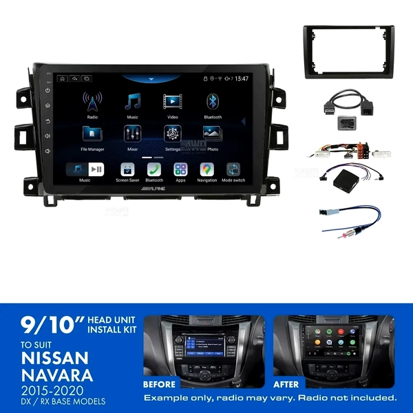 Alpine INE-AX809 + Aerpro AKNI12 Bundle 9" Trapezoid Head Unit with Install Kit to suit Nissan navara 2015-2020