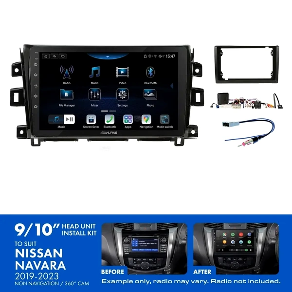 Alpine INE-AX809 + Aerpro AKNI15 Bundle 9" Trapezoid Head Unit with Install Kit to suit Nissan navara 2019-2023