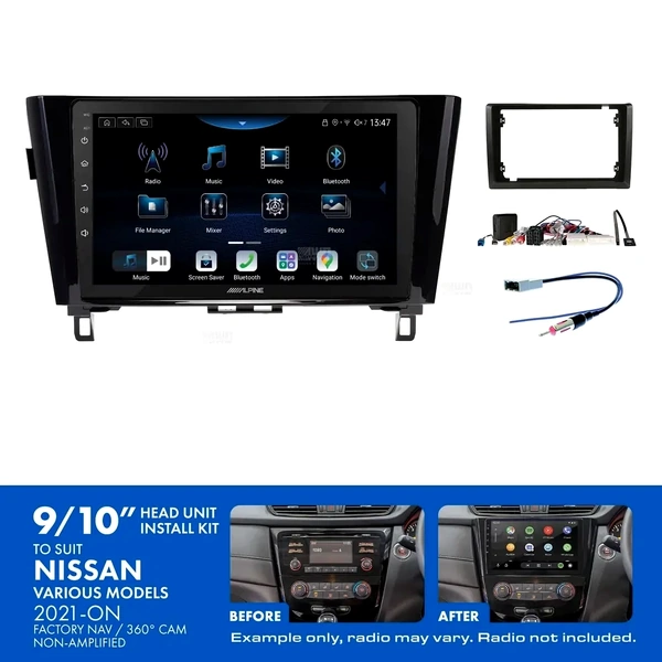 Alpine INE-AX809 + Aerpro AKNI17 Bundle 9" Trapezoid Head Unit with Install Kit to suit model Nissan 2021-
