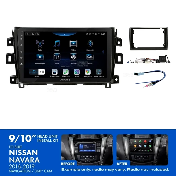 Alpine INE-AX809 + Aerpro AKNI3 Bundle 9" Trapezoid Head Unit with Install Kit to suit Nissan navara 2018-2019