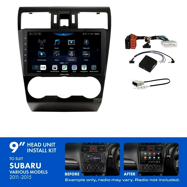 Alpine INE-AX809 + Aerpro AKSU1 Bundle 9" Trapezoid Head Unit with Install Kit to suit Subaru various 2012-2015