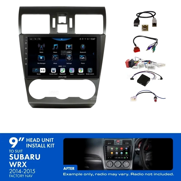 Alpine INE-AX809 + Aerpro AKSU13 Bundle 9" Trapezoid Head Unit with Install Kit to suit Subaru wrx 2014-2015