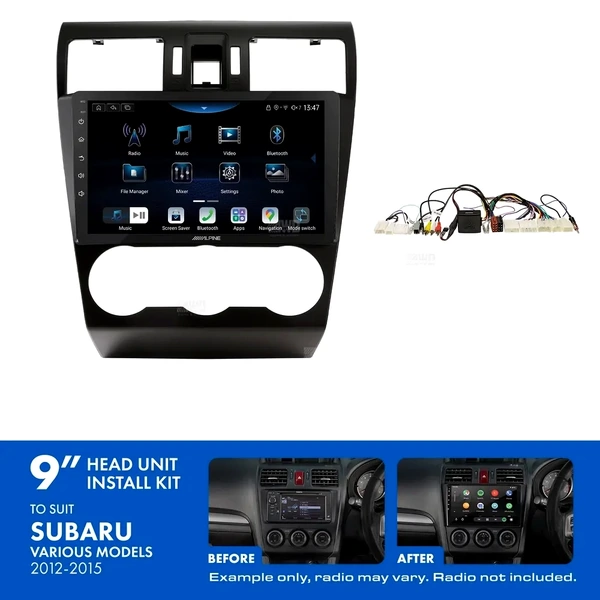 Alpine INE-AX809 + Aerpro AKSU2 Bundle 9" Trapezoid Head Unit with Install Kit to suit Subaru various 2012-2015