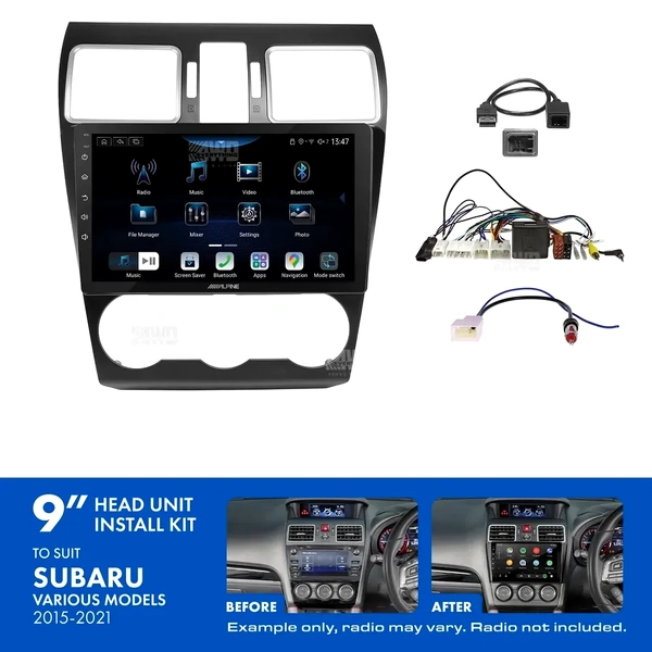 Alpine INE-AX809 + Aerpro AKSU4 Bundle 9" Trapezoid Head Unit with Install Kit to suit Subaru 2015-2021