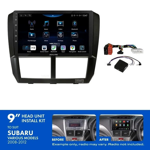 Alpine INE-AX809 + Aerpro AKSU6 Bundle 9" Trapezoid Head Unit with Install Kit to suit Subaru 2011-2014