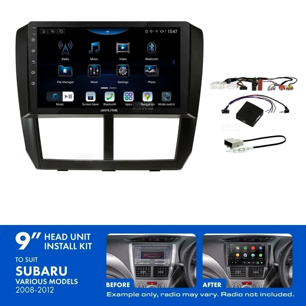 Alpine INE-AX809 + Aerpro AKSU7 Bundle 9" Trapezoid Head Unit with Install Kit to suit Subaru 2007-2014