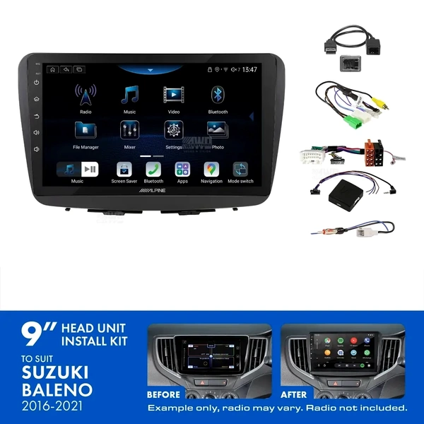 Alpine INE-AX809 + Aerpro AKSZ8 Bundle 9" Trapezoid Head Unit with Install Kit to suit Suzuki baleno 2016-2022