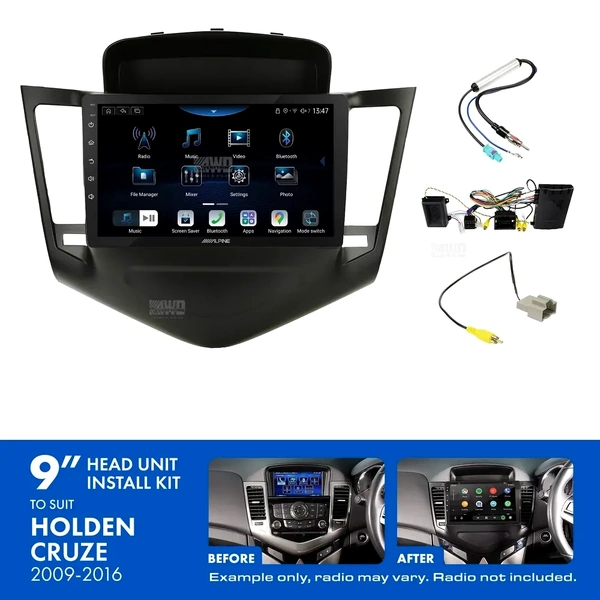 Alpine INE-AX809 + Aerpro AKTGM2 Bundle 9" Trapezoid Head Unit with Install Kit to suit Holden cruze 2009-2016