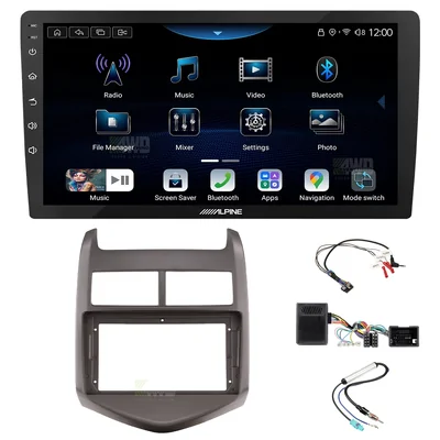 Alpine INE-AX809 + Aerpro AKTGM5 Bundle 9 Inch Trapezoid Head Unit with install kit to suit holden barina tm 2011-2016