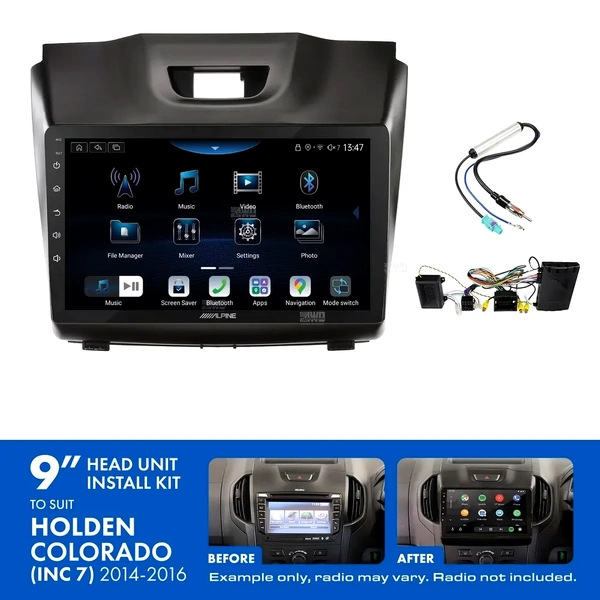 Alpine INE-AX809 + Aerpro AKTGM9B Bundle 9" Trapezoid Head Unit with Install Kit to suit Holden colorado 2014-2016