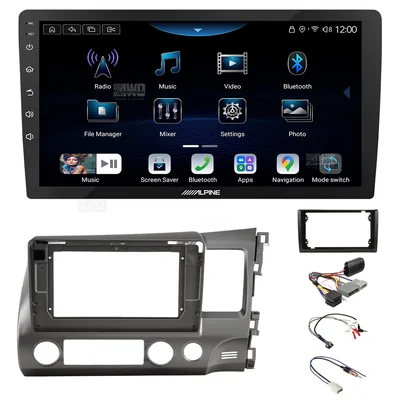 Alpine INE-AX809 + Aerpro AKTHO9 Bundle 9" Trapezoid Head Unit with install kit to suit honda civic 2006-2011 with swc