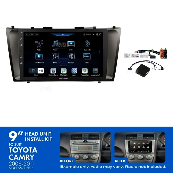 Alpine INE-AX809 + Aerpro AKTO1 Bundle 9" Trapezoid Head Unit with Install Kit to suit Toyota camry 2006-2011