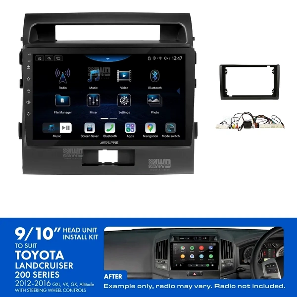 Alpine INE-AX809 + Aerpro AKTO18 Bundle 9" Trapezoid Head Unit with Install Kit to suit Toyota landcruiser 200 series