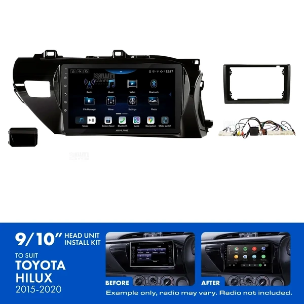 Alpine INE-AX809 + Aerpro AKTO2 Bundle 9" Trapezoid Head Unit with Install Kit to suit Toyota hilux 2015-2020