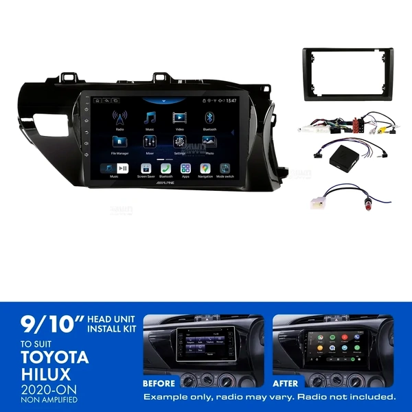 Alpine INE-AX809 + Aerpro AKTO3 Bundle 9" Trapezoid Head Unit with Install Kit to suit Toyota hilux 2020-