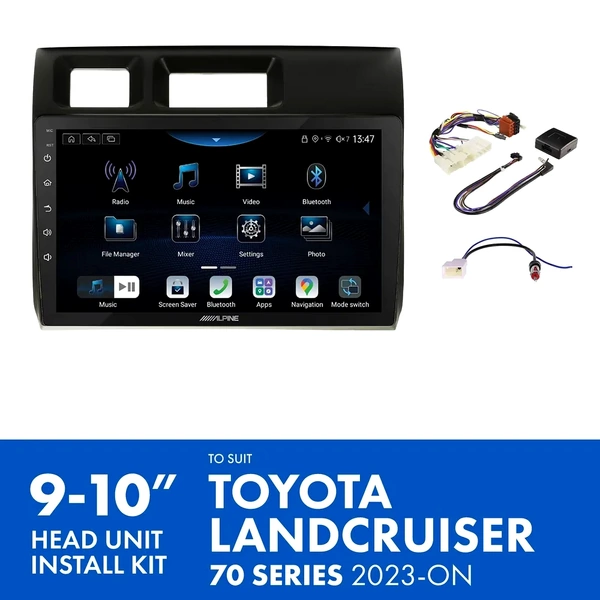 Alpine INE-AX809 + Aerpro AKTO35 Bundle 9" Trapezoid Head Unit with Install Kit to suit Toyota landcruiser 70 series 2023-on