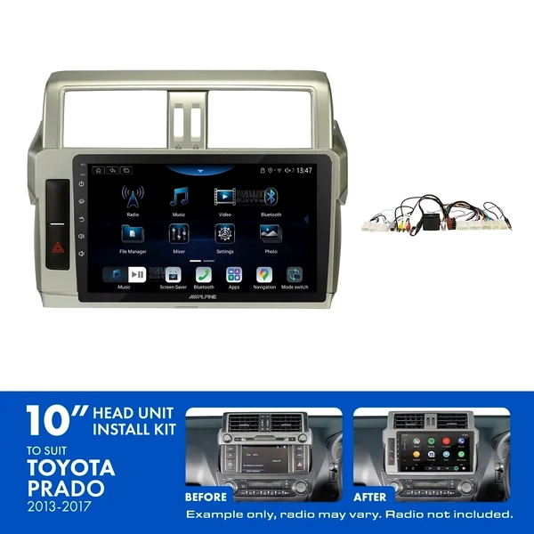 Alpine INE-AX809 + Aerpro AKTO36 Bundle 9" Trapezoid Head Unit with Install Kit to suit Toyota prado 2014-2017
