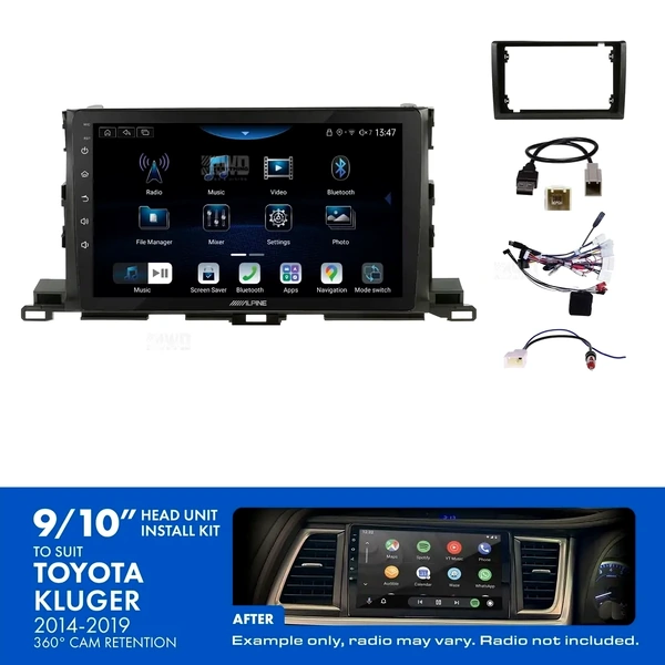 Alpine INE-AX809 + Aerpro AKTO38 Bundle 9" Trapezoid Head Unit with Install Kit to suit Toyota kluger 2014-2019