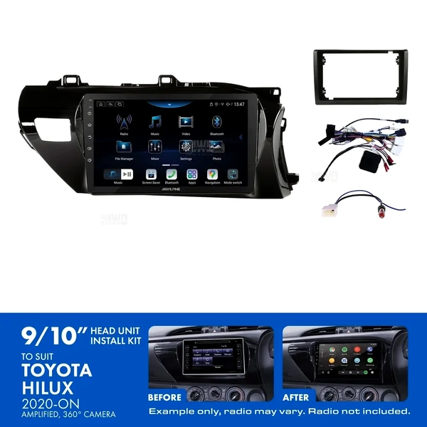 Alpine INE-AX809 + Aerpro AKTO4 Bundle 9" Trapezoid Head Unit with Install Kit to suit Toyota hilux 2020-