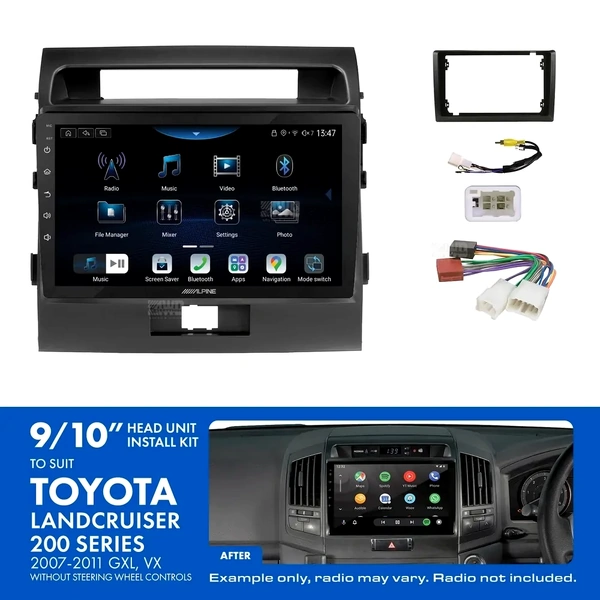 Alpine INE-AX809 + Aerpro AKTO41 Bundle 9" Trapezoid Head Unit with Install Kit to suit Toyota landcruiser 200 series