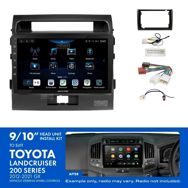 Alpine INE-AX809 + Aerpro AKTO42 Bundle 9" Trapezoid Head Unit with Install Kit to suit Toyota landcruiser 200 series
