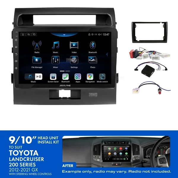 Alpine INE-AX809 + Aerpro AKTO43 Bundle 9" Trapezoid Head Unit with Install Kit to suit model Toyota landcruiser 200 series 2012-2021