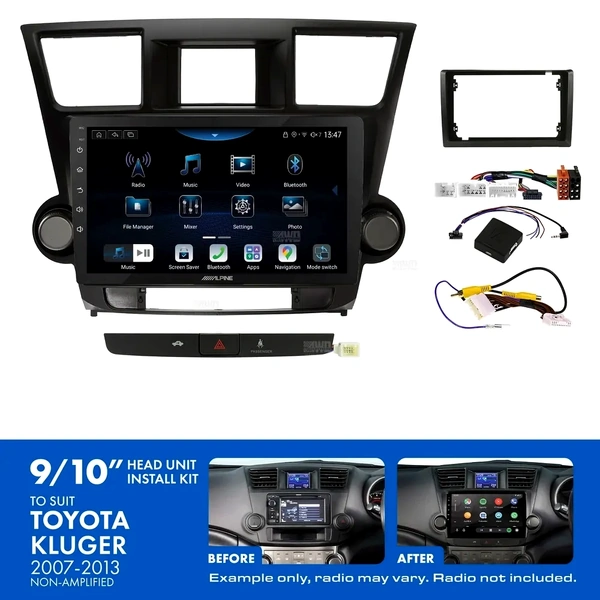 Alpine INE-AX809 + Aerpro AKTO6 Bundle 9" Trapezoid Head Unit with Install Kit to suit Toyota kluger 2007-2013