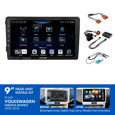 Alpine INE-AX809 + Aerpro AKVW12 Bundle 9" Trapezoid Head Unit with Install Kit to suit Various volkswagen models 2005-2016