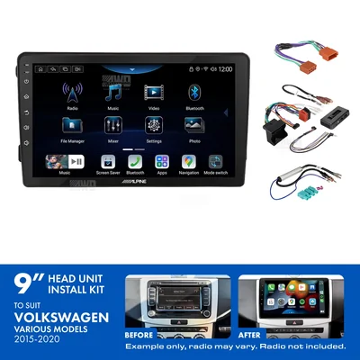 Alpine INE-AX809 + Aerpro AKVW15 Bundle 9" Trapezoid Head Unit with Install Kit to suit Various volkswagen models