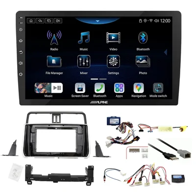Alpine INE-AX809 9" Trapezoid Head Unit Bundle for 2017-2020 Toyota LandCruiser Prado 150 Series with Factory Amplifier