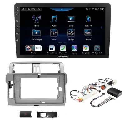 Alpine INE-AX809 9" Trapezoid Head Unit Upgrade Bundle to Suit Toyota Prado 2013–2017 Factory OEM Amplified Models Only