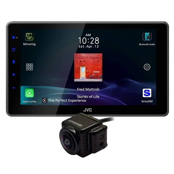 JVC KW-Z900W Head Unit + CMOS-150HD Full HD Reverse Camera Bundle Wireless & Wired Apple CarPlay, Android Auto