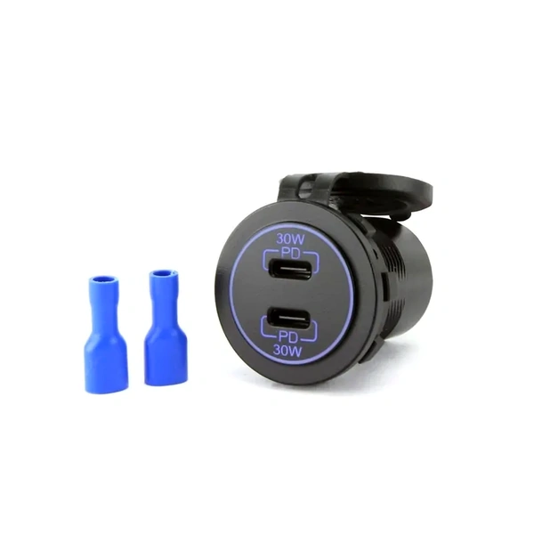 DNA Audio PA013 Universal Round Mount Dual 30W PD USB-C Charger 12/24V