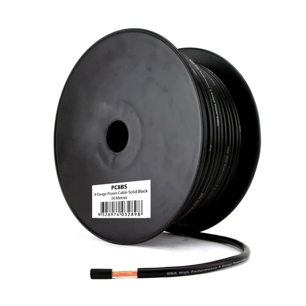 DNA Audio PC8BS 8 Gauge Power Cable Solid Black - 50 Metres
