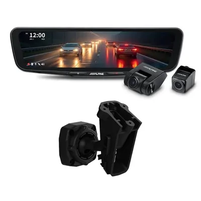 Alpine DVR-DM1000K0-OC 10-Inch Digital E-Mirror with Front & Rear DVR Cameras + Aerpro AEMB158 Mounting Bracket