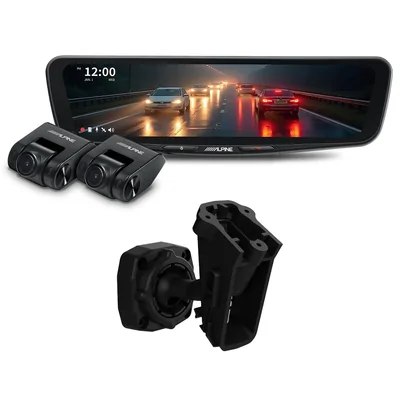 Alpine DVR-DM1000KO-IC 10-Inch Digital E-Mirror with Front & Internal Rear DVR Cameras + Aerpro AEMB158 Mounting Bracket